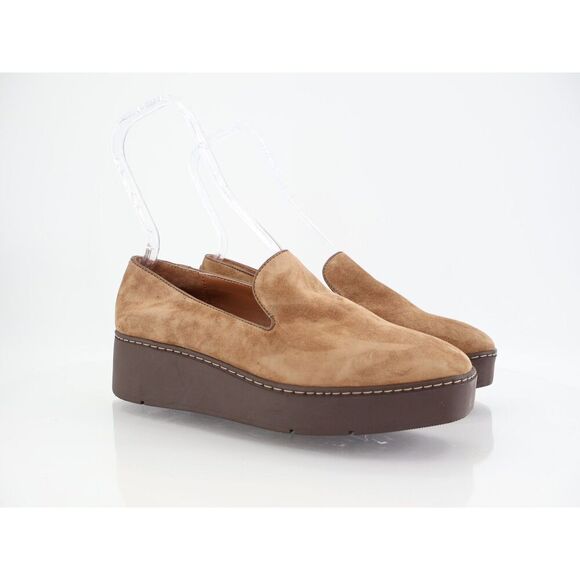 Donald Pliner Witty Leather Loafer Size 10 M Brown Platform Suede Slip On Shoes - Picture 1 of 14